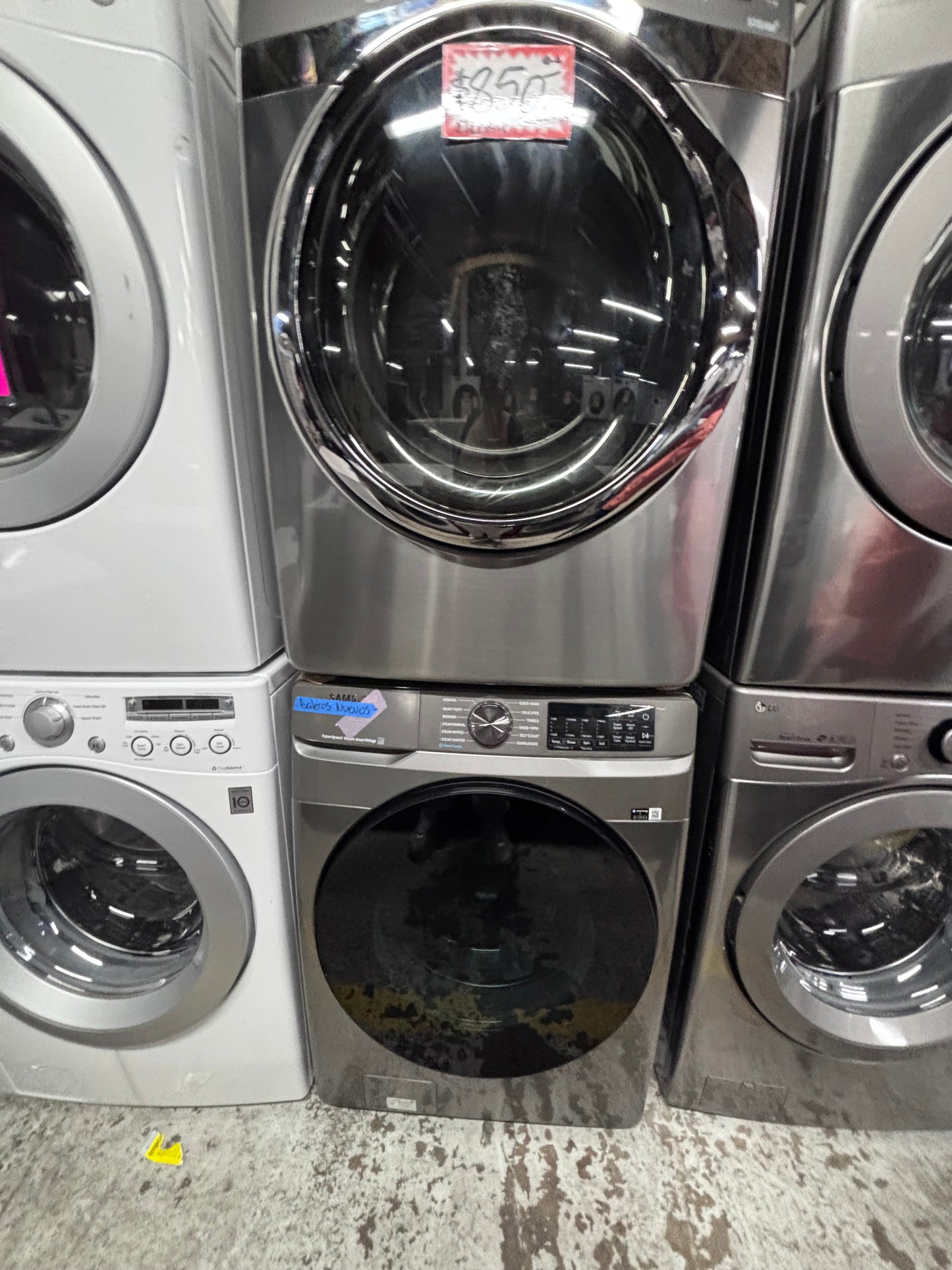 >>Samsung gray washer 4.5cu. ft. Large capacity, & electric dryer set in great condition 27” stackable or side by side  used-refurbished  #SFL19TB