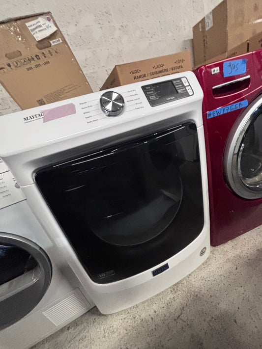>*maytag sensor Dry front load stackable electric 220v dryer in white  color used-refurbished 27" #DMEY19B