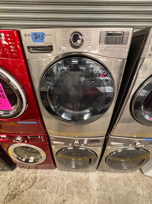 >special 🔥LG GAS  washer large capacity& dryer steam set front load stackable or side by side gray 27” in used-Refurbished #FWP33BSET