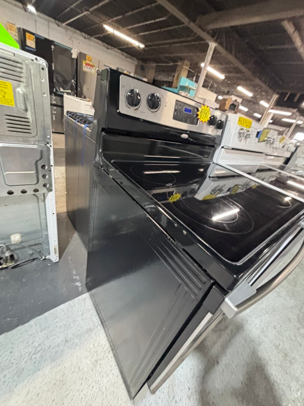 >* whirlpool electric 220v glass top range bake Broil roast self clean stainless steel 30" Refurbished #EMK112B