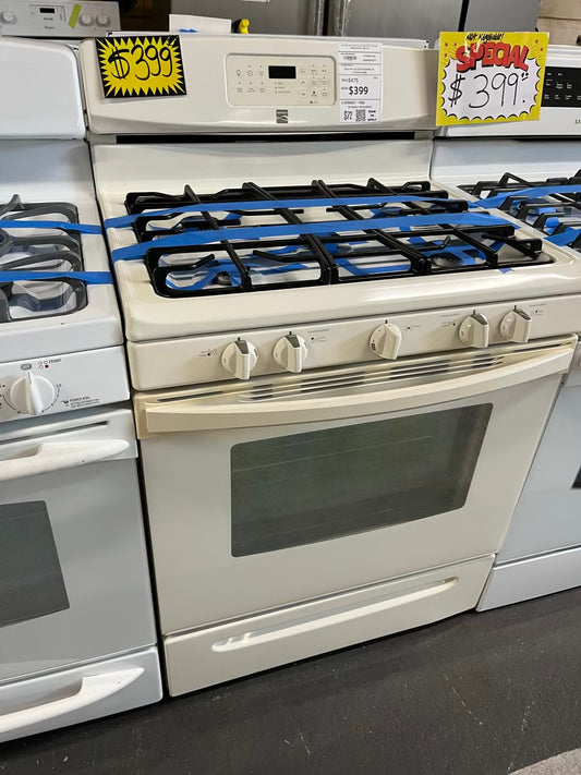 Kenmore Gas range 5 burner bake broil in off white Refurbished 30" #GR213TB