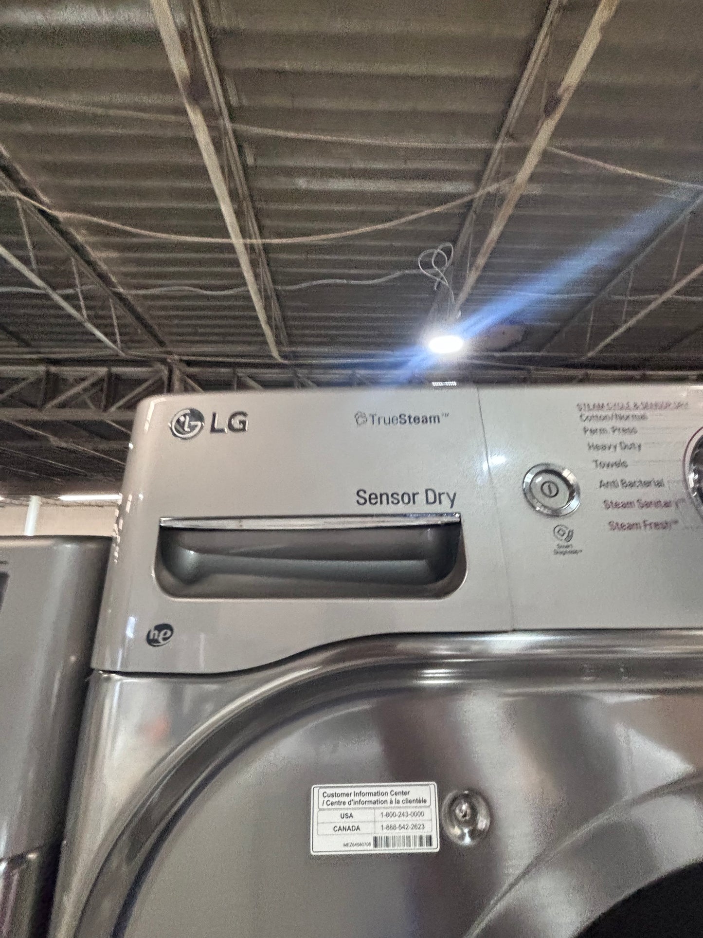 >*used great condition 29”refurbished LG steam washer & dryer set electric front load jumbo size stackable or side by side stainless steel drum 29" #WEXDZX9B