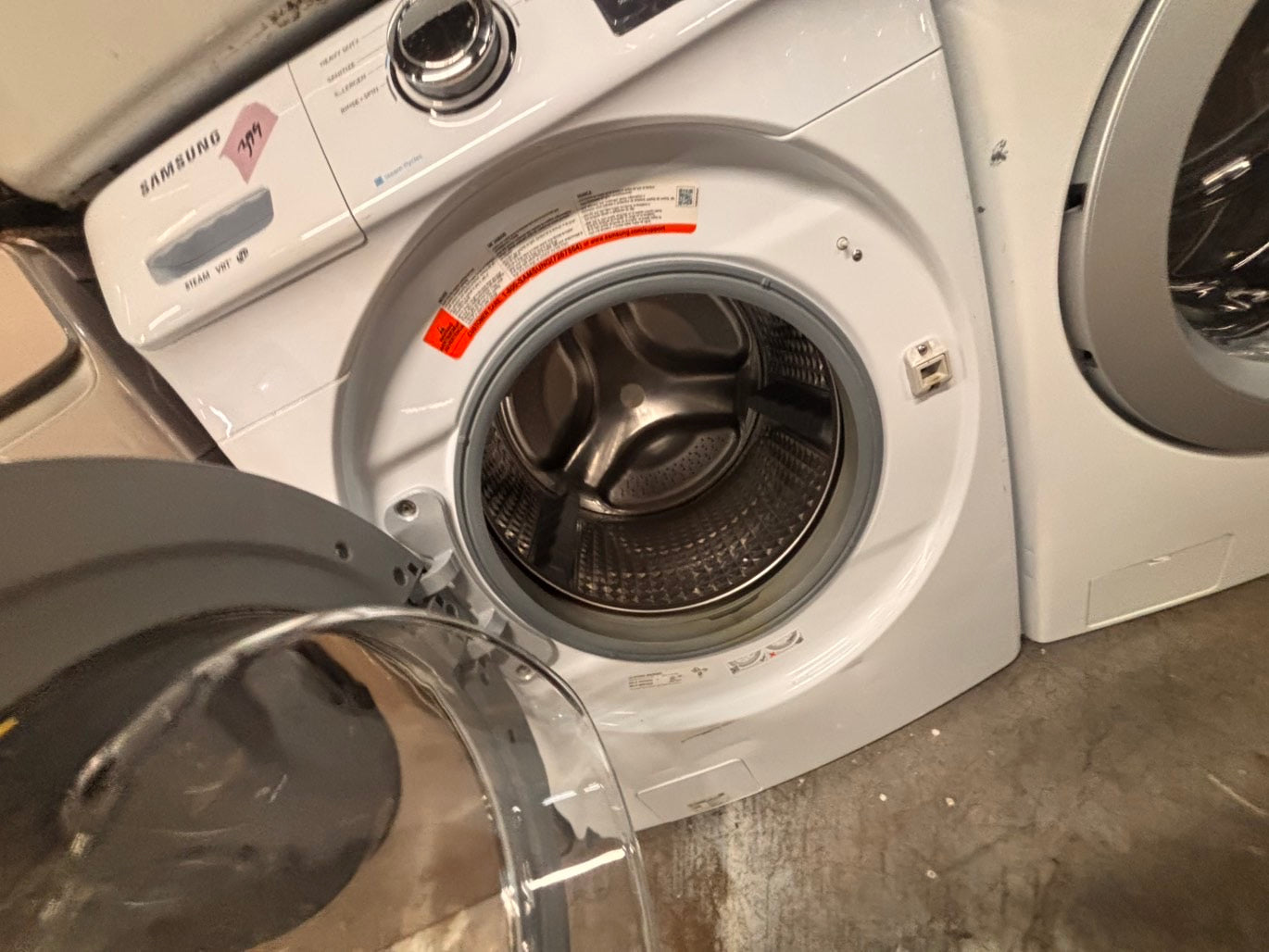>*Samsung steam washer 4.5 cu ft & dryer 7.5 cu ft set electric steam 220v front load stackable or side by side - sensor dry white color   #WD718SET