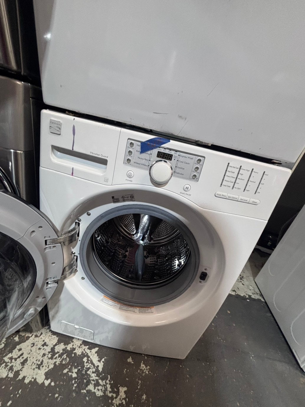 >*early July 4th special 🇺🇸kenmore washer & dryer set electric 220v front load stackable or side by side - sensor dry in white  color #GW1S2BSET