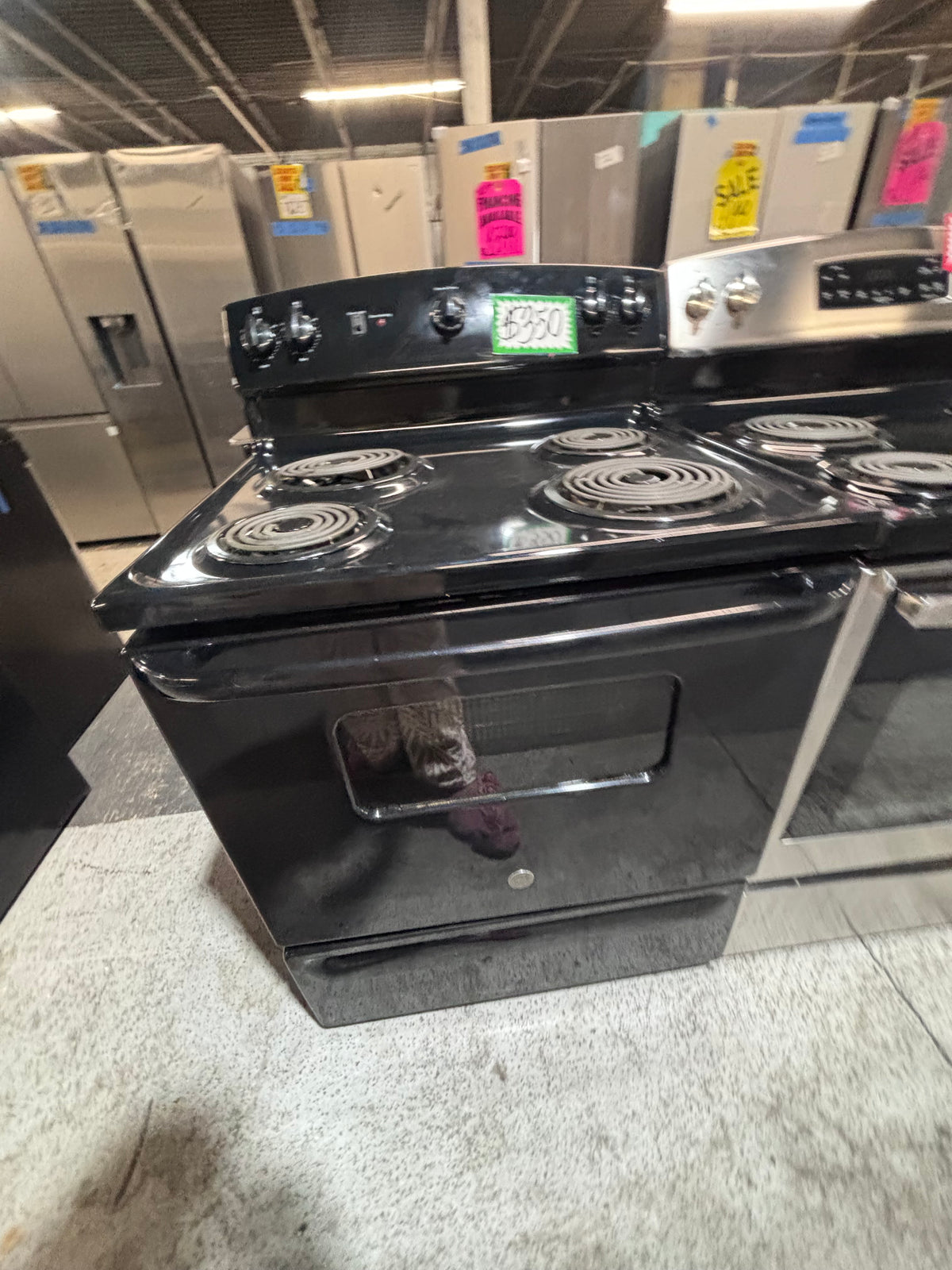 }GE black electric coil top range coil 220v bake /Broil 4 burner used-Refurbished  great condition 30" #GN4QE4B