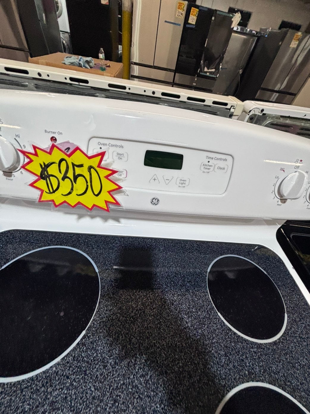 >*GE electric 220v glass top range bake Broil roast self clean white  30" used-Refurbished #ES4321B