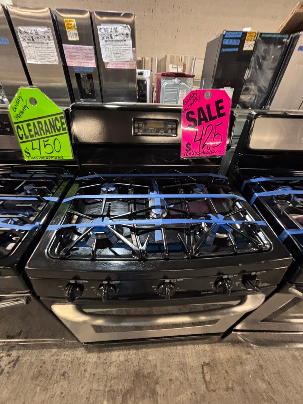 >*Sale🔥GE Gas range 5 burner convection oven bake ,broil Hi/Lo self clean in stainless steel used-Refurbished 30” #GSZQ7BB