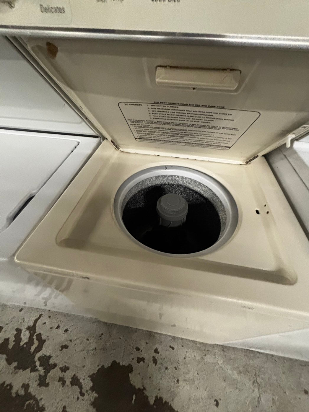 >GE stacked laundry center Electric 220v washer & dryer set used -in off white 24" #LCGY7B