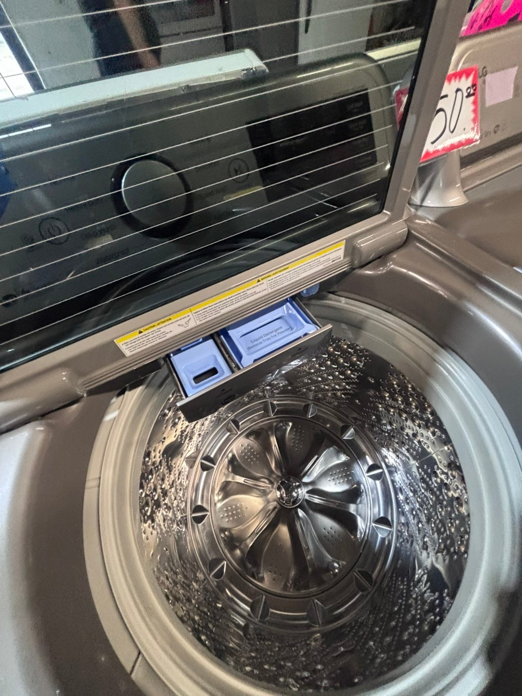 >> LG gray top top load washer large capacity & dryer set electric 220v side x side top load stainless steel drum gray color used-refurbished #WTL1TYB