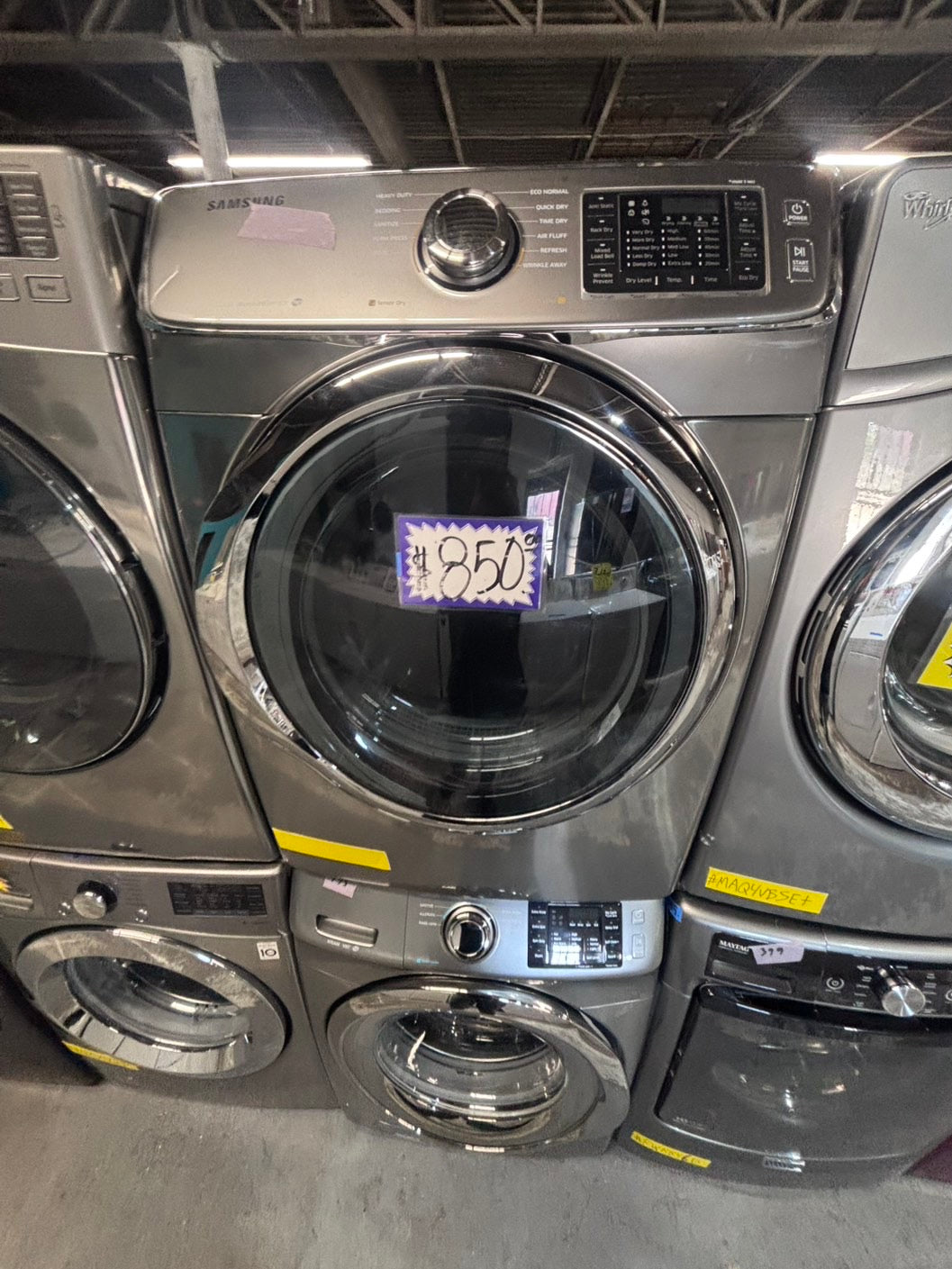 >*Samsung gray washer 4.5cu. ft. Large capacity, & electric dryer set in great condition 27” stackable or side by side  used-refurbished  #SFL23TB