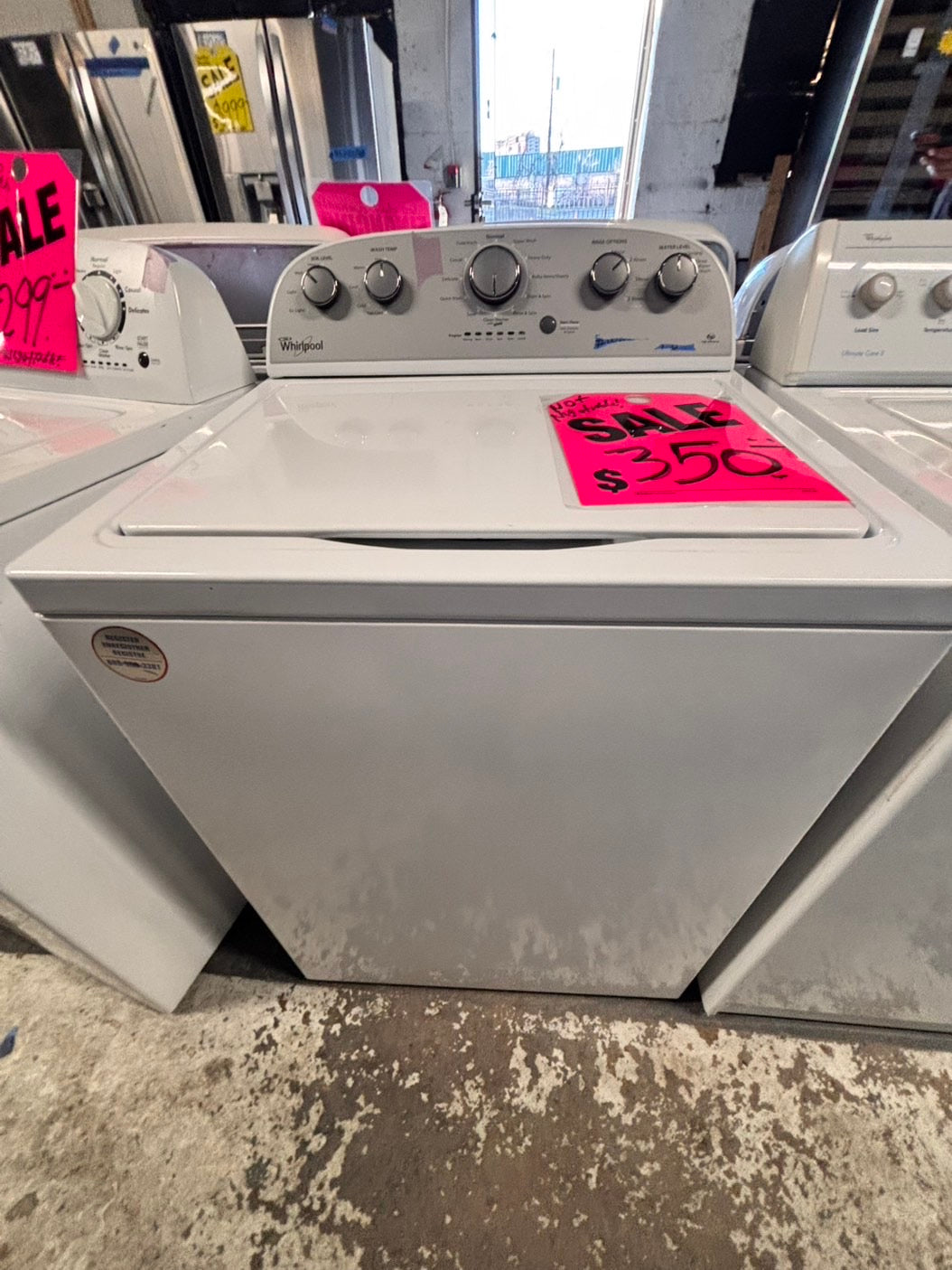 >Whirlpool Top load washing machine w agitator stainless steel drum 27" used-Refurbished #WFBZ23B