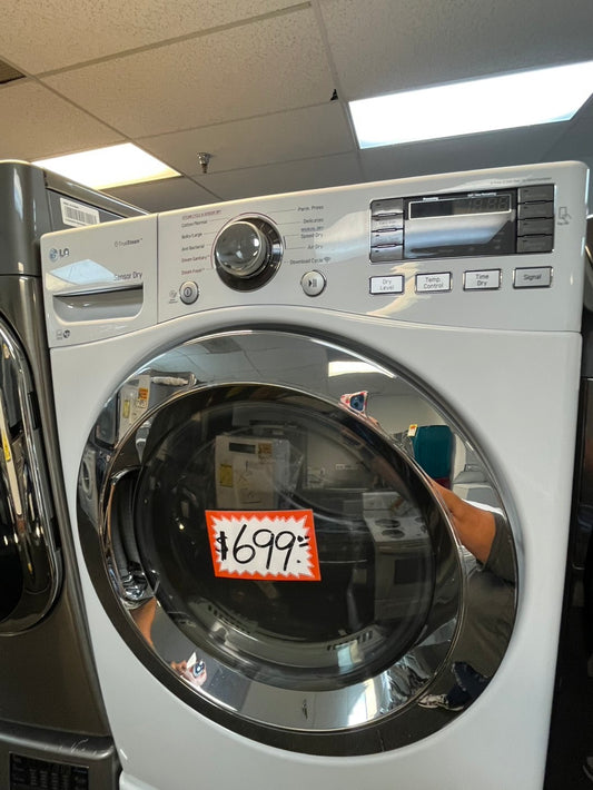 LG front load washer & TrueSteam sensor Dry front load dryer set electric 220v front load stackable in white 30" in Refurbished #WDPR20L