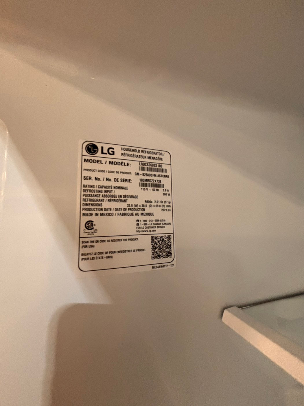 >* LG 33” bottom freezer fridge stainless steel with iced maker inside used -refurbished 30” #LGB5K2B