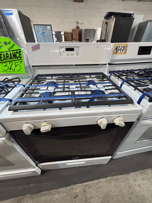 >*Sale🔥 whirlpool Gas range 4 burner bake broil Hi/Lo self clean in  white used-Refurbished 30” #GT6N2B