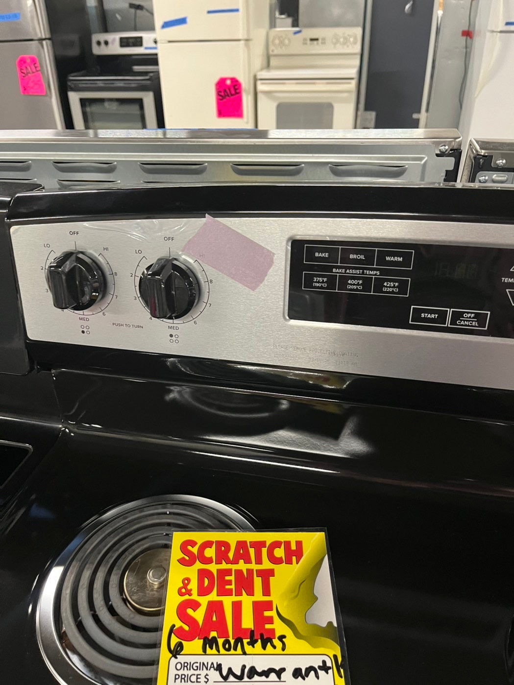 open box New scratch&Dent Amana electric coil top  range 4 bake broil & warm burner stainless steel #ERGC26VB