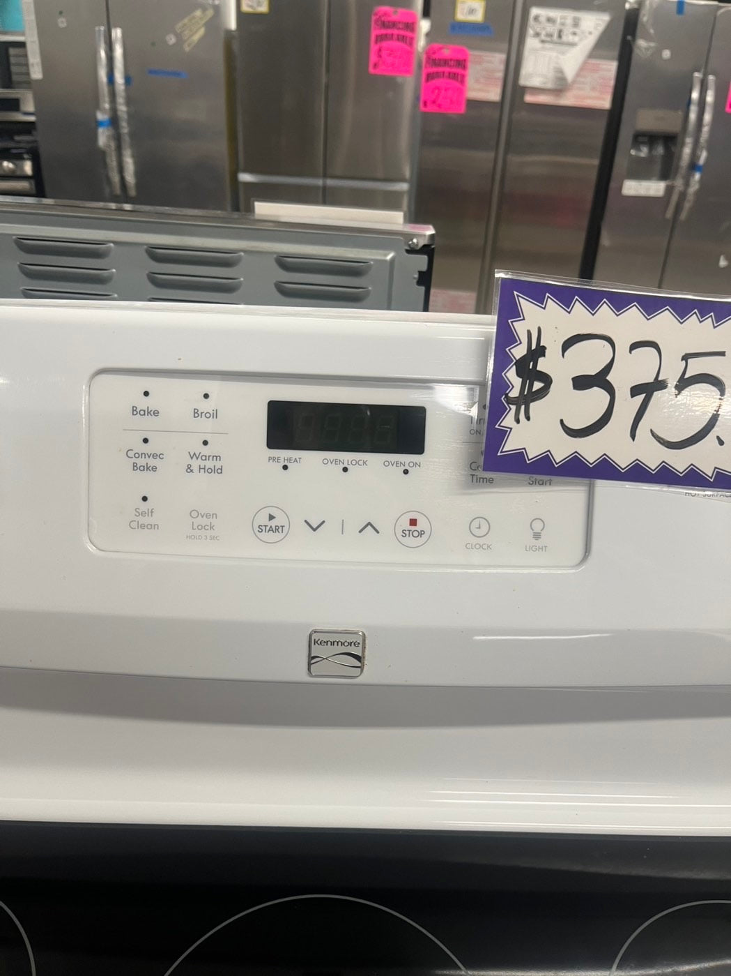 =Kenmore Convection oven Glass Top electric stove white bake broil 5 burner Self clean 30” white Refurbished #ELRA47B