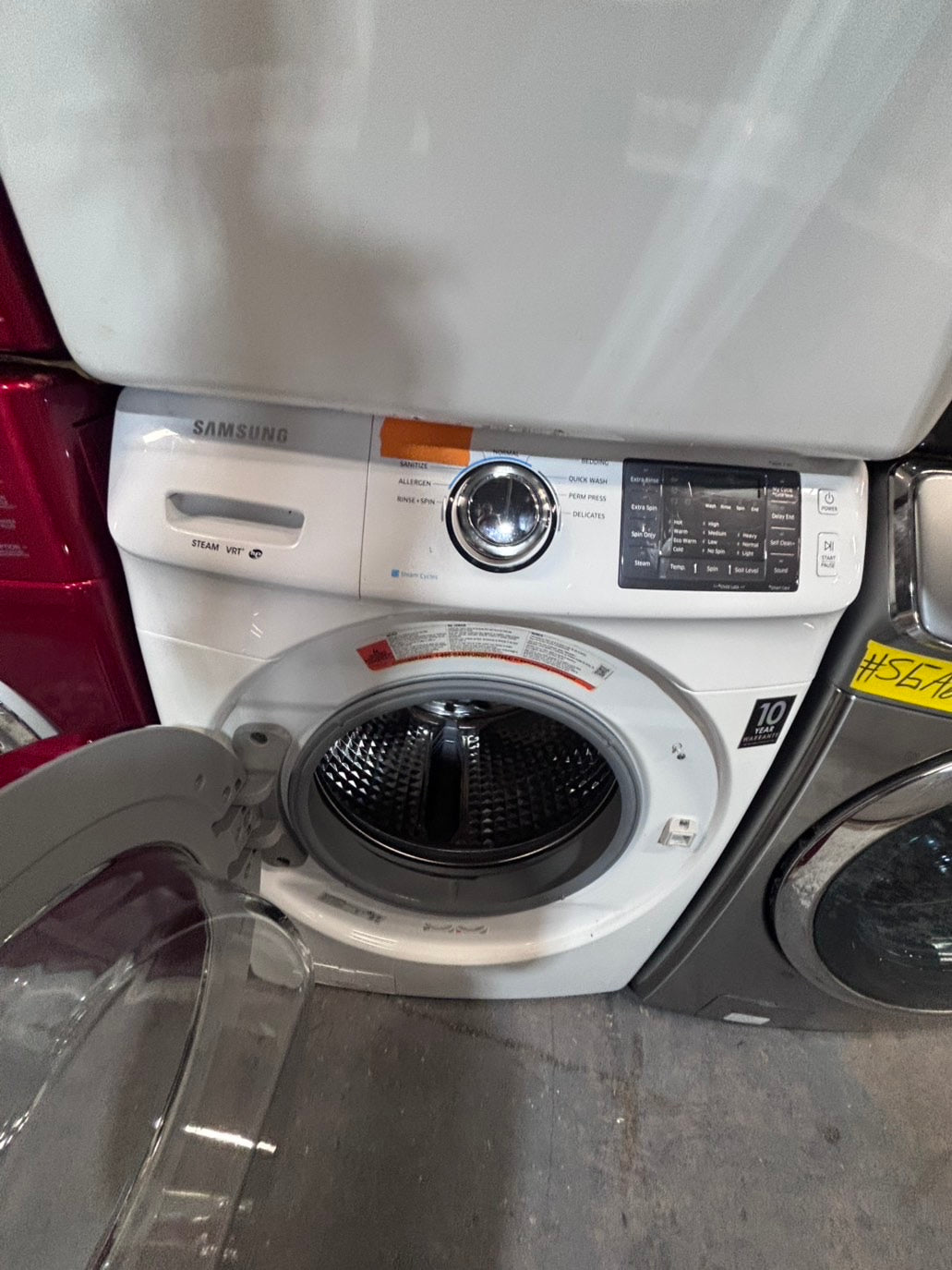 >*Samsung steam washer 4.5 cu ft & dryer 7.5 cu ft set electric steam 220v front load stackable or side by side - sensor dry white color   #WY458SET
