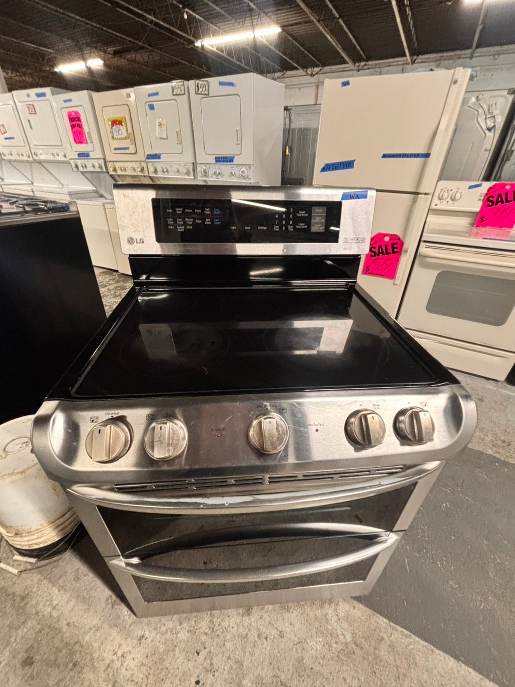 >special🔥LG double oven Glass Top electric stove stainless steel bake broil convection oven 5 burner Self clean 30” black Refurbished #LGEB496B