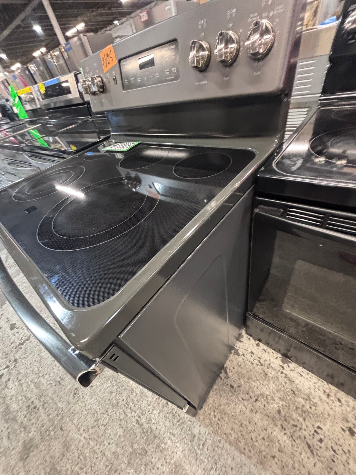 } GE slate color electric 220v glass top range 5 burners bake Broil roast self clean  30" working 💯 with warranty ,used-Refurbished #GELZX21B