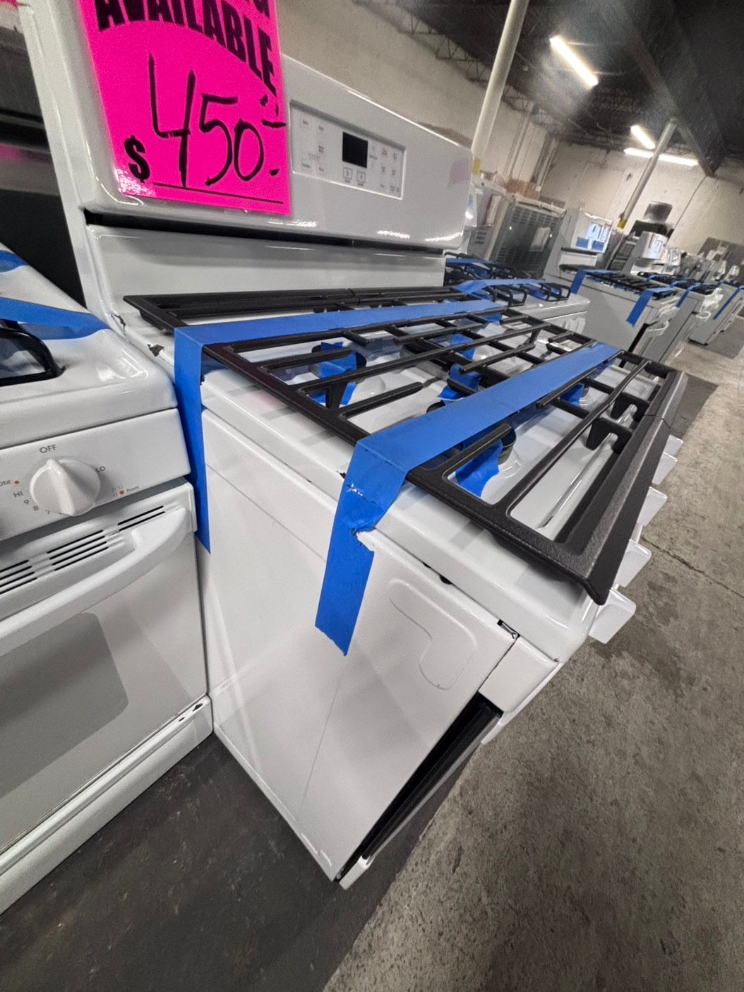 >Whirlpool Gas stove convection oven  5 Burner broil & bake 30” white used-refurbished #AWGRAB
