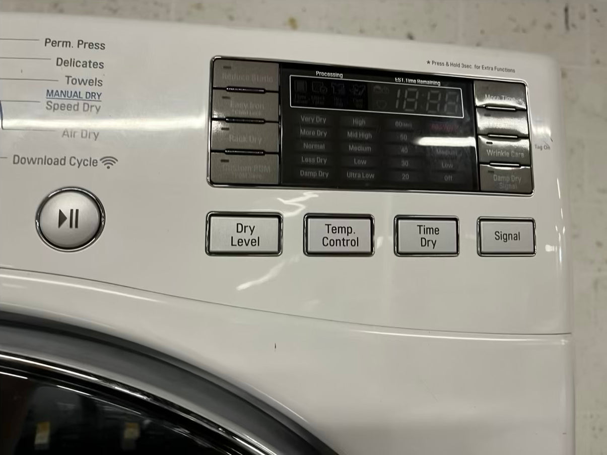 LG washer & dryer set electric 220v front load stackable in white 30” in Refurbished #WD932HB