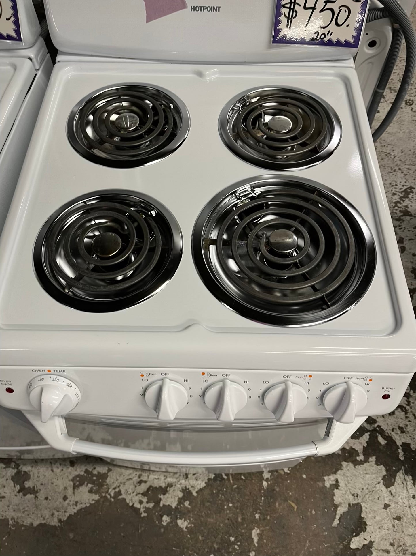 Hotpoint electric range coil white with broil 20” #ER310YB