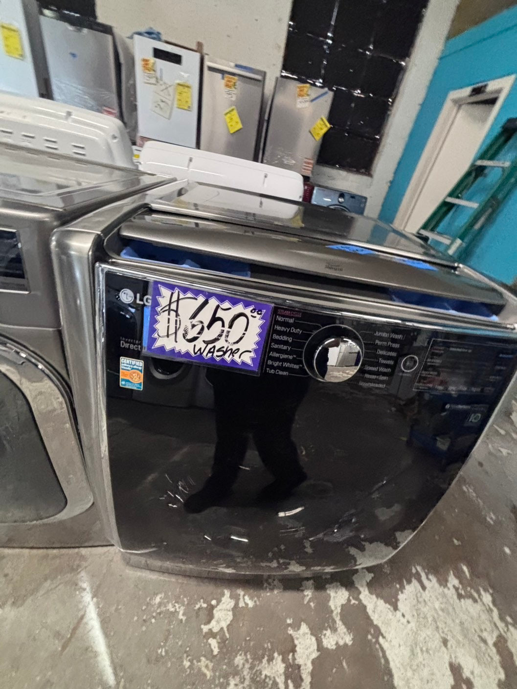 >*LG mega capacity gray front load washer large capacity stackable or side by side  29” in used-Refurbished #MCP44WB