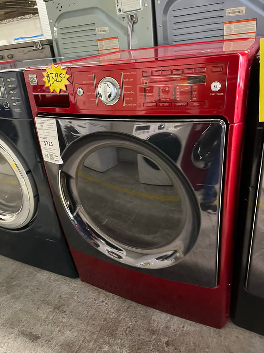 Kenmore Elite front load stackable electric 220v dryer stainless steel dream w/steam cycle in red 27" #ED402SB