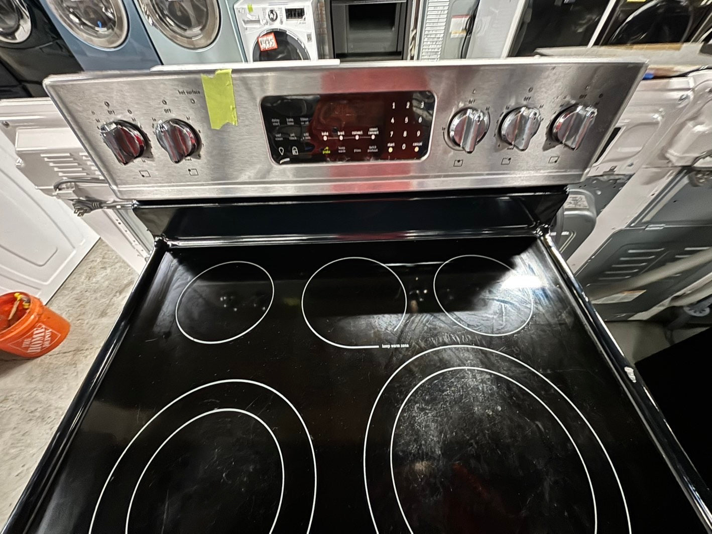 *Frigidaire glass top electric range 220v 5 burner convection oven -warm zone bake broil self clean Refurbished stainless steel fast boil 30" #EE3F1CB