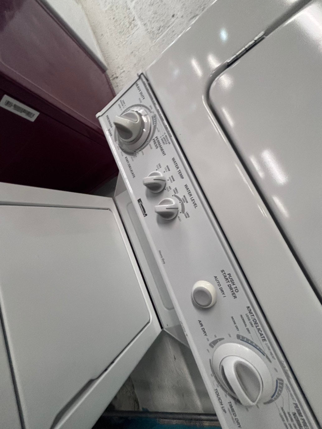>*kenmore  stacked laundry center Electric 220v washer & dryer set used -in  white 24" #LWCY4B