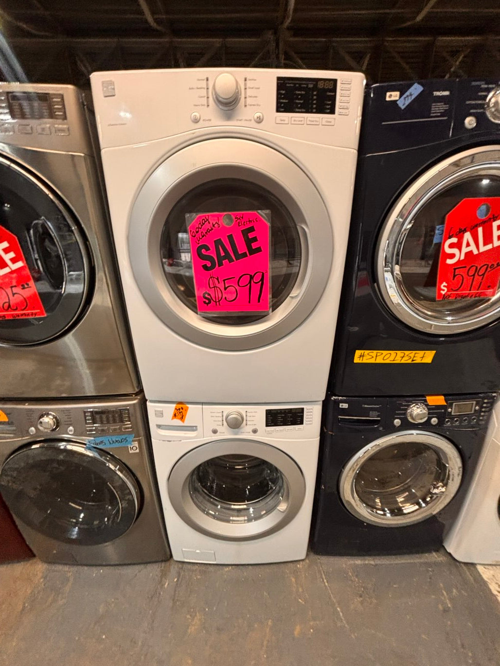 } special🎉kenmore washer & dryer set electric 220v front load stackable or side by side - sensor dry , working 💯  with warranty , in white color   #SPWK6SET
