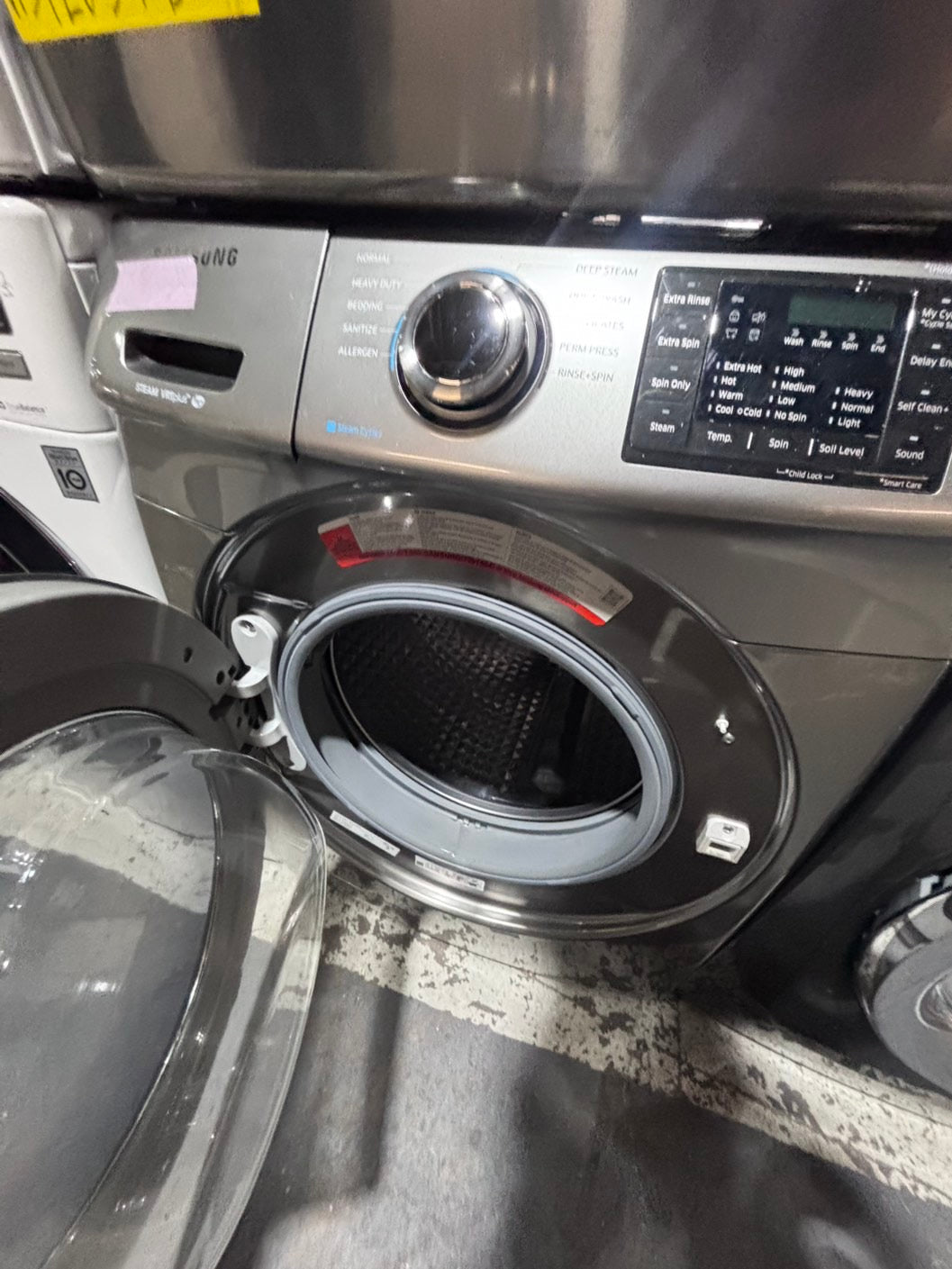 >*Samsung gray washer 4.5cu. ft. Large capacity, & electric dryer set in great condition 27” stackable or side by side  used-refurbished  #SFL23TB