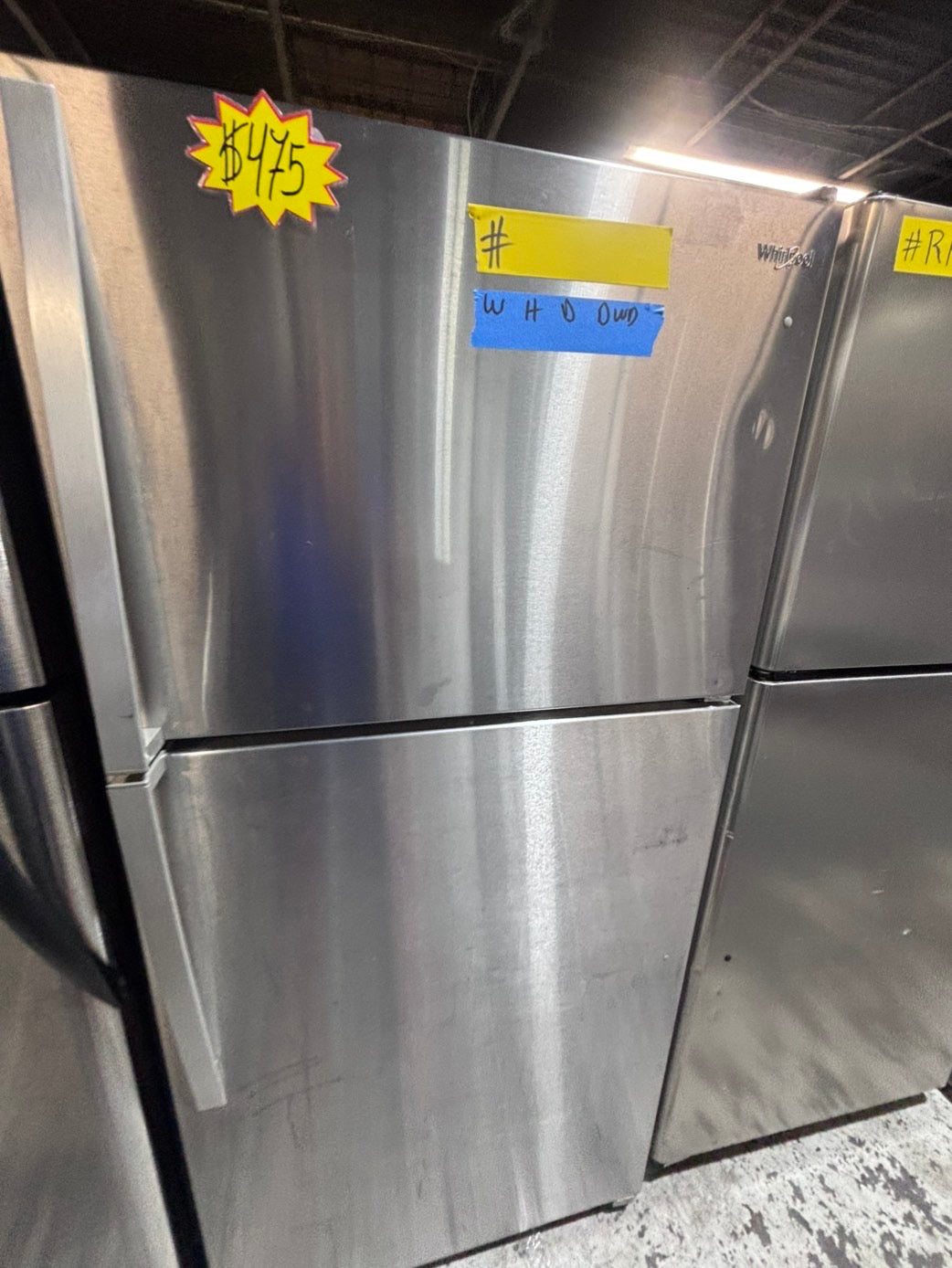 >*Whirlpool top freezer refrigerator stainless steel used-refurbished 30" #RFWW19B