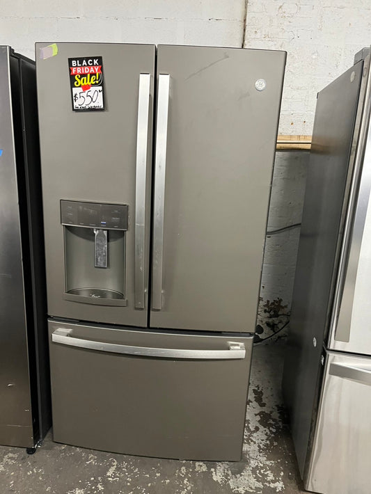 *🔥Black Friday Deal🔥Used | Refurbished GE 36” French door refrigerator slate color w/ice water dispenser 36" stock number #RFGP23PB