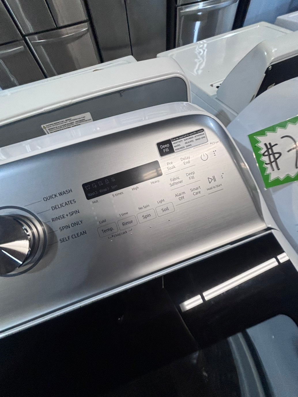 >*samsung white  top top load washer large capacity & dryer set electric 220v side x side top load stainless steel drum white color used-refurbished #W5CB3YB