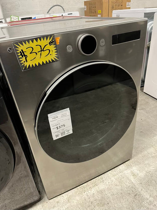 LG - 7.4 Cu. Ft. Stackable Smart Electric Dryer with Steam and Sensor Dry - Graphite Steel 27" #RF206FB