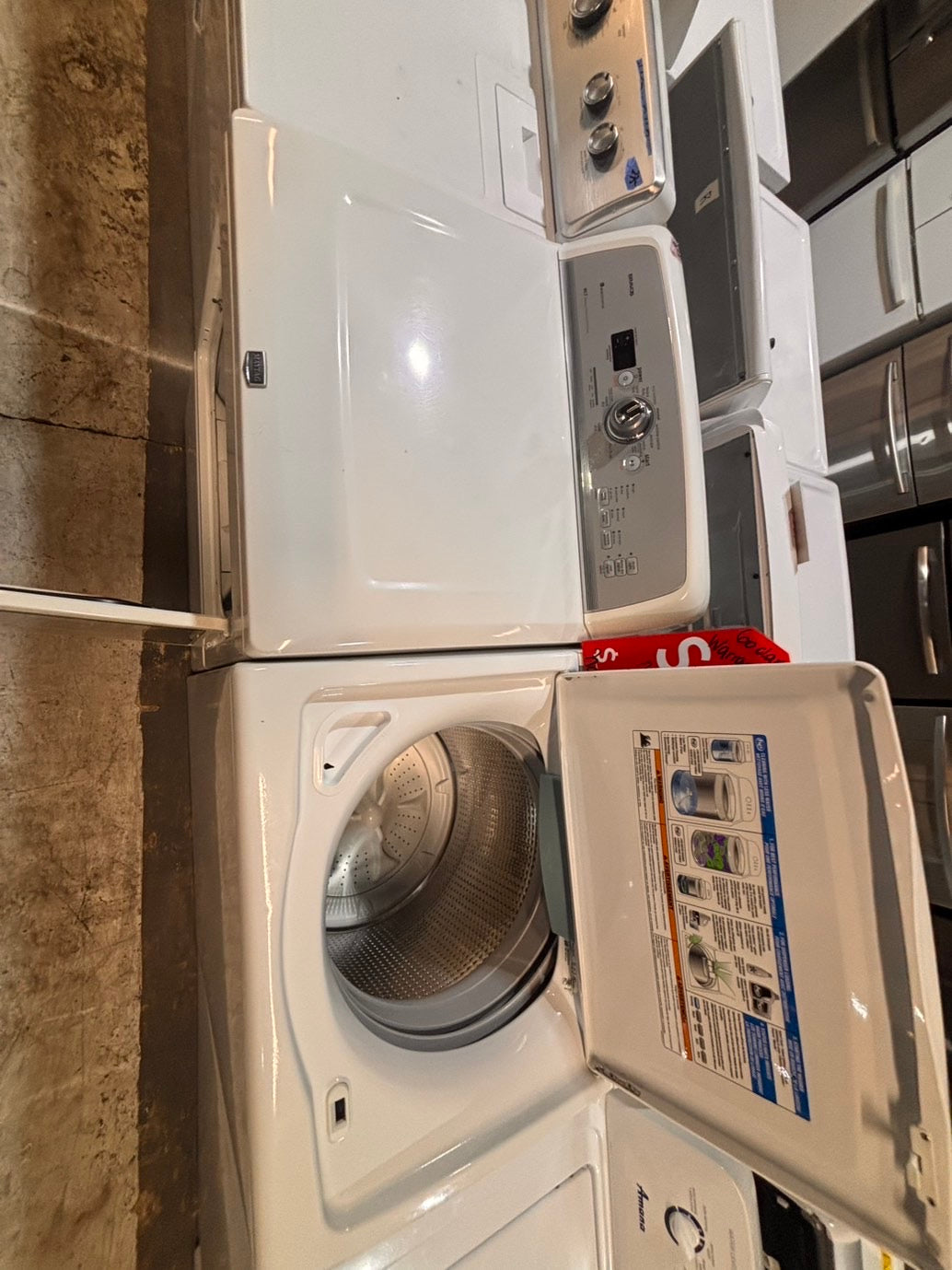 >*maytag dryer electric 220v & whirlpool washer white   large capacity side x side  white color used-refurbished #WYT6BB