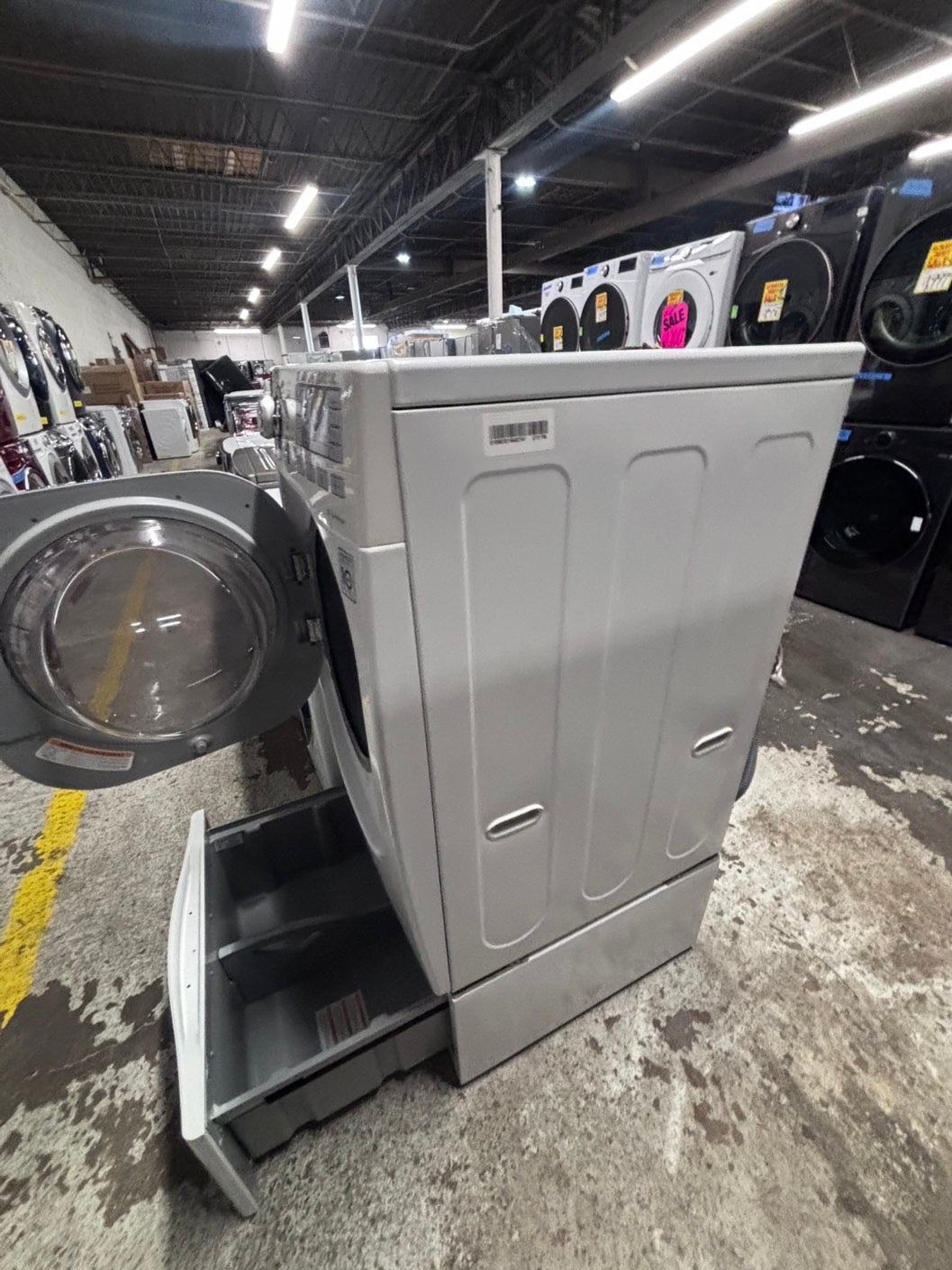 >*LG front load washing machine large capacity 4.5 cu ft white 27” w/pedestal - used refurbished #WLQY1LB