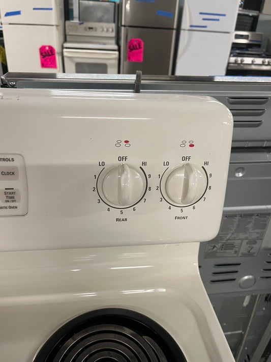🥳🎉=Ge off white electric coil top electric range coil 220v 4 burner Refurbished in bake Broil self clean 30" #RERC29B