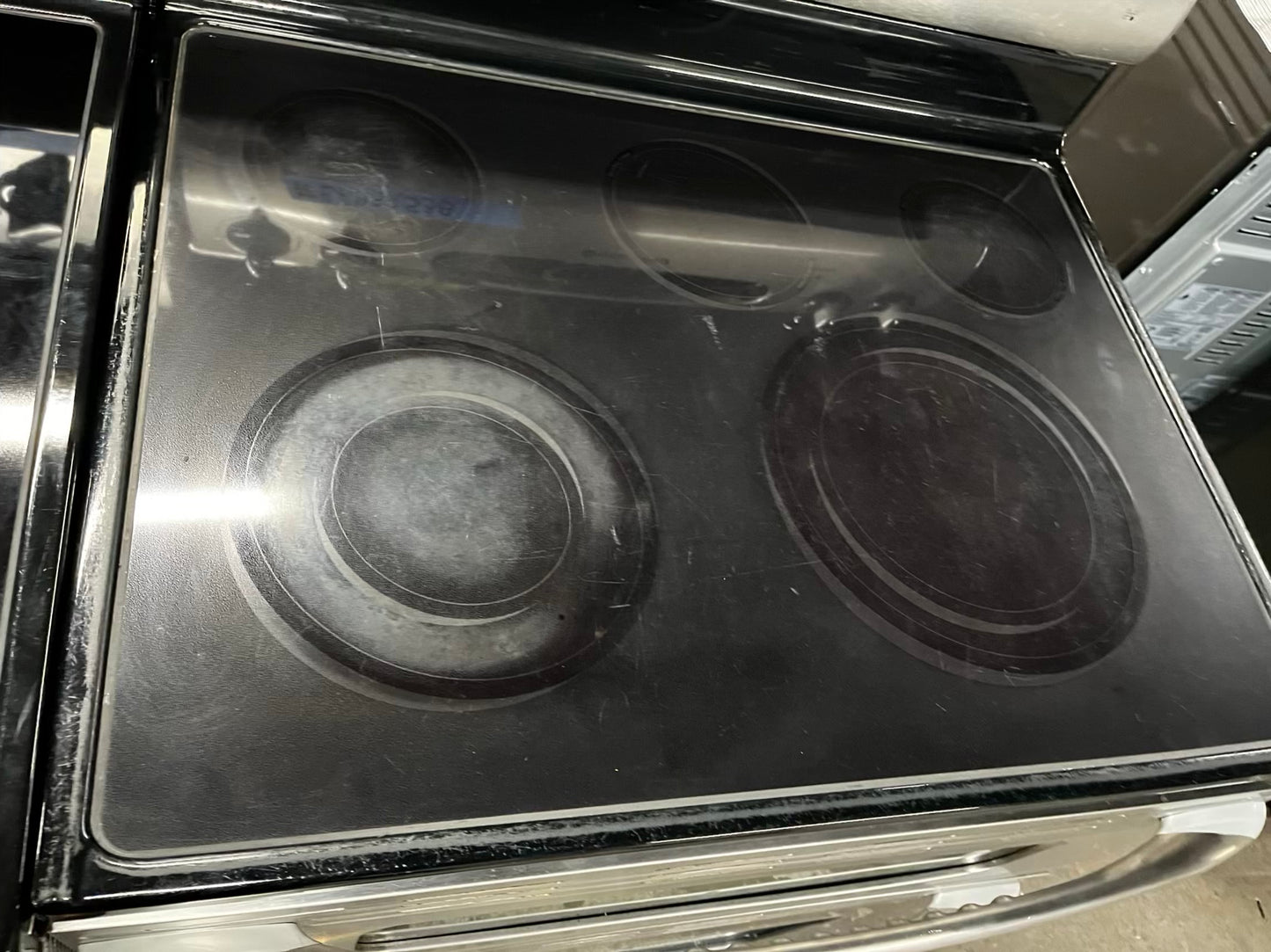 Maytag electric 220v glass top double oven range 5 burner Refurbished convection bake Broil self clean stainless steel 30" #ER93253B