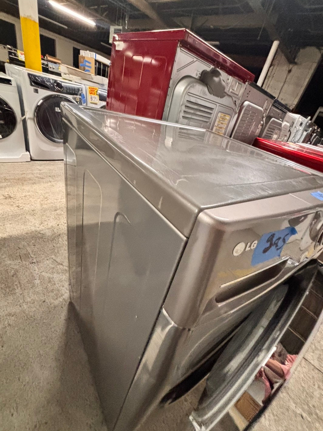 >LG  front load stackable GAS dryer in white , stainless steel drum 27" #ED771GB