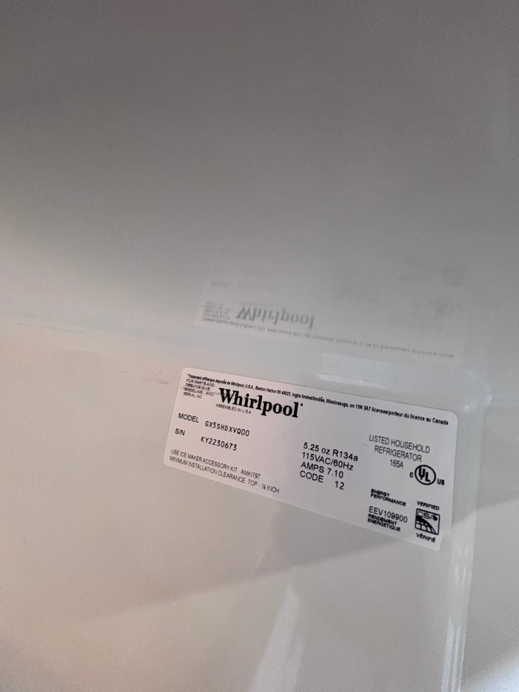 >* special🔥used-Refurbished Whirlpool white 36”w x69h x 29.1/5 depth refrigerator w/ice maker inside 36 “ #FDW4U3B