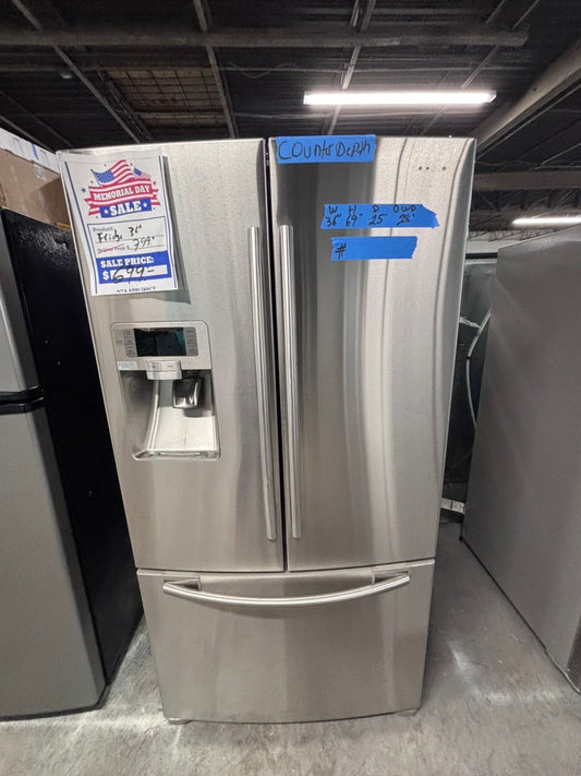 >>special🔥36” x69h x24”depth Samsung French door Refrigerator counter depth stainless steel w/ ice water dispenser great condition 36" used-refurbished #KSBS24B