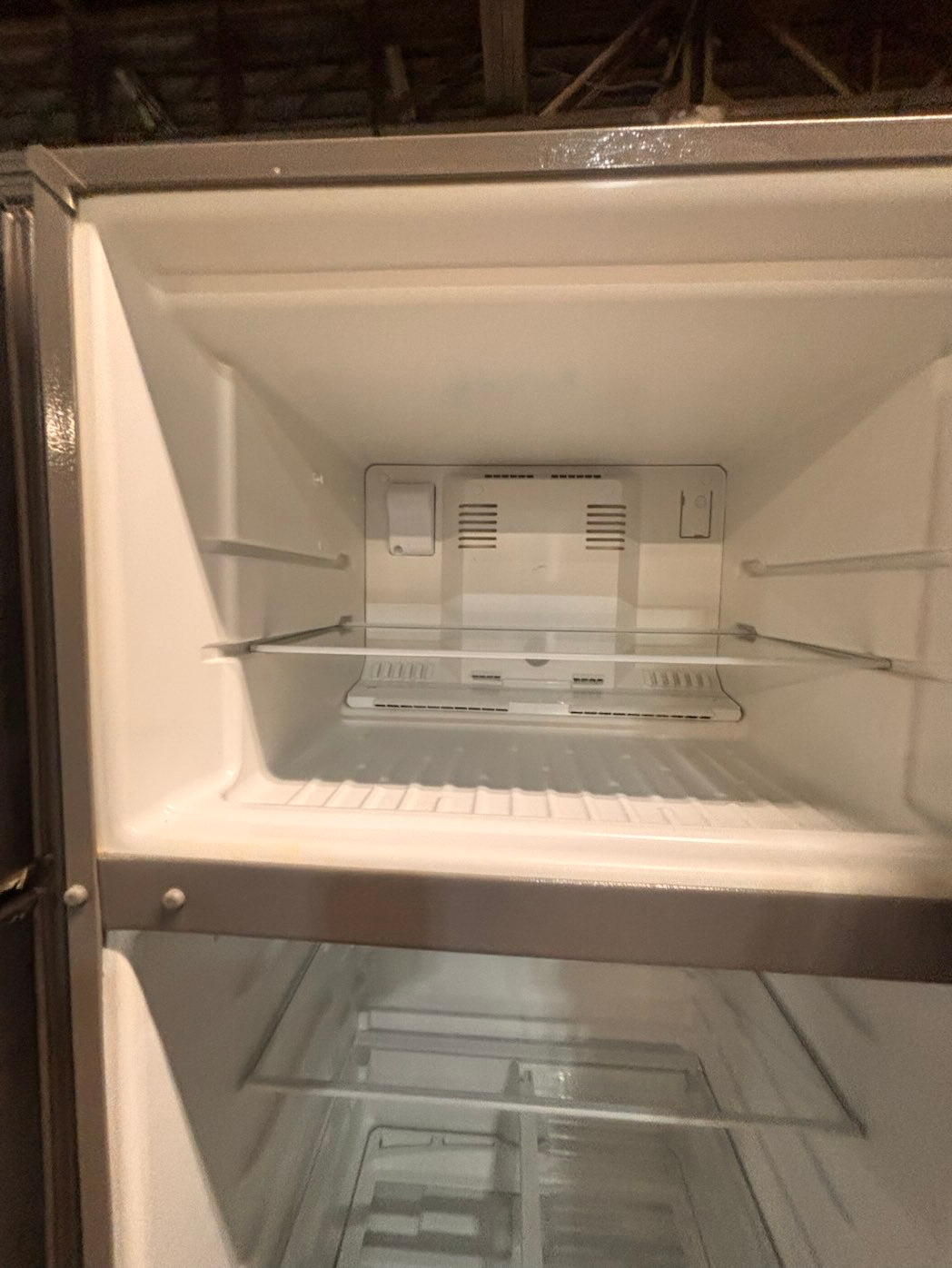 }28” whirlpool top freezer fridge stainless steel  used-refurbished working 💯  with warranty #FWD44ZB