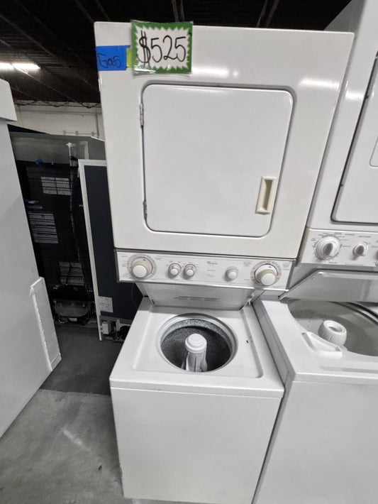 >Whirlpool stacked laundry center  110v gas unit washer & dryer set in white 24" #LCW6XPB