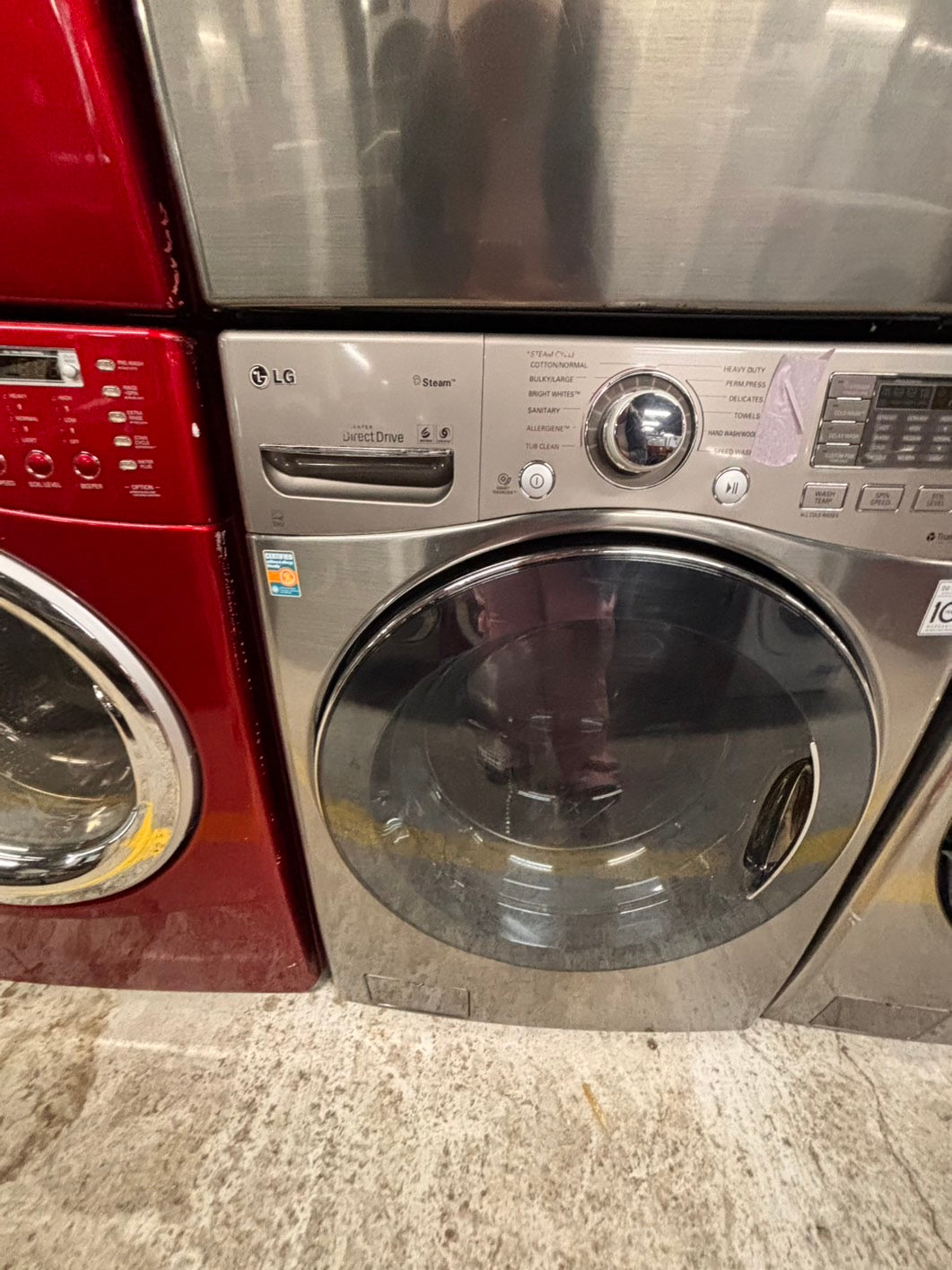 >special 🔥LG GAS  washer large capacity& dryer steam set front load stackable or side by side gray 27” in used-Refurbished #FWP33BSET
