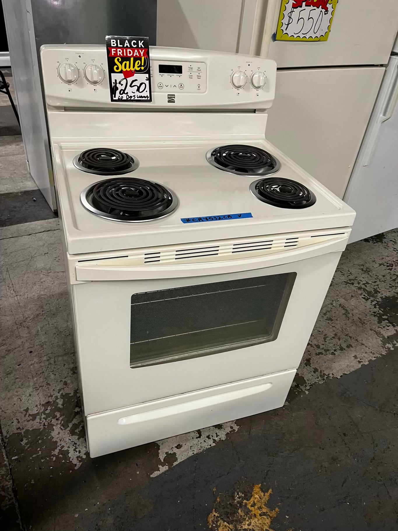 * 🎉 BLACK FRIDAY ⚡️ Kenmore  glass top electric range coil 220v 4 burner Refurbished in off white  bake Broil self clean  30" #ER7532CB