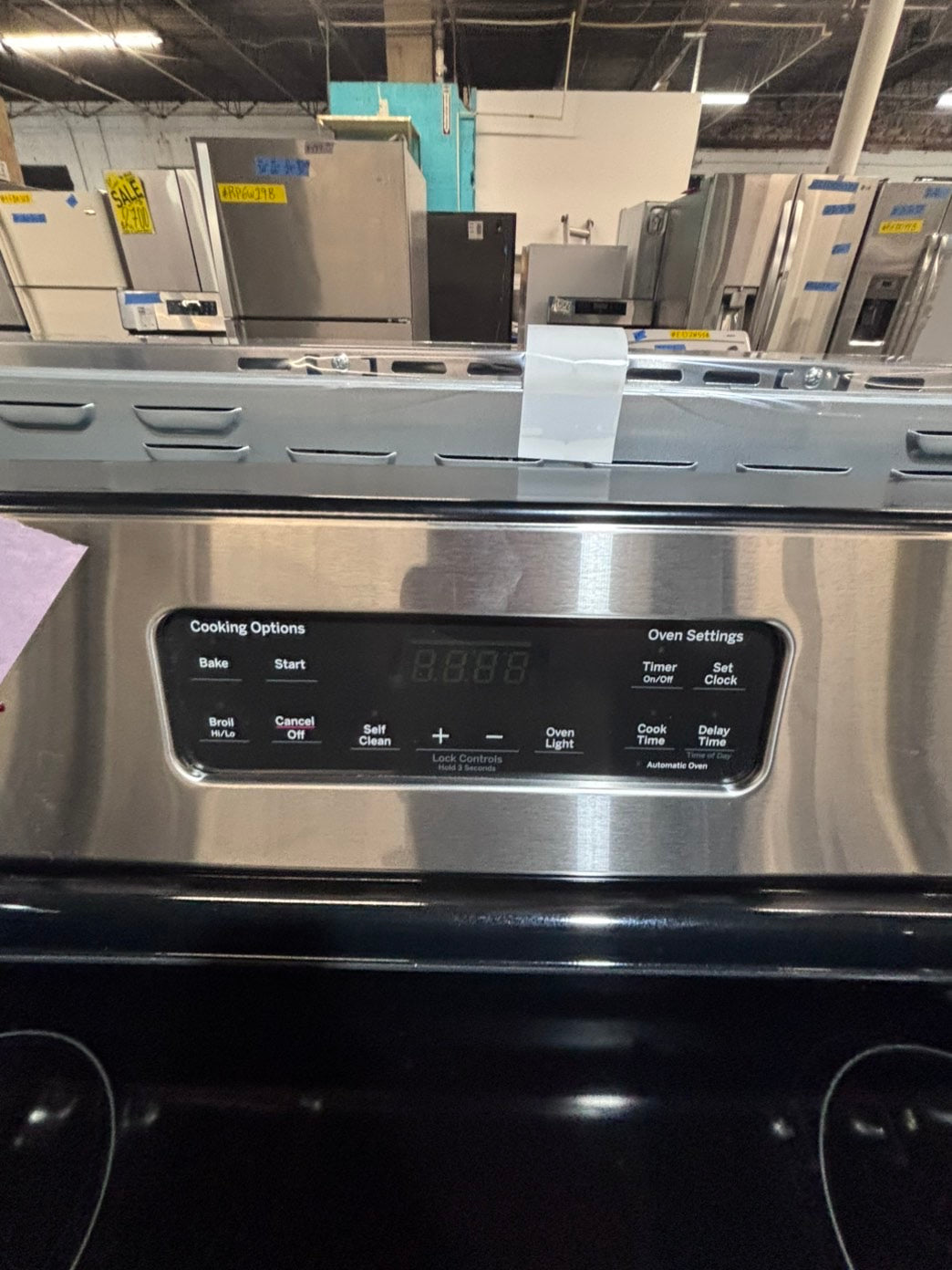 >*GE electric 220v glass top range 4 burner  bake Broil roast self clean stainless steel 30" Refurbished #EGNY33B