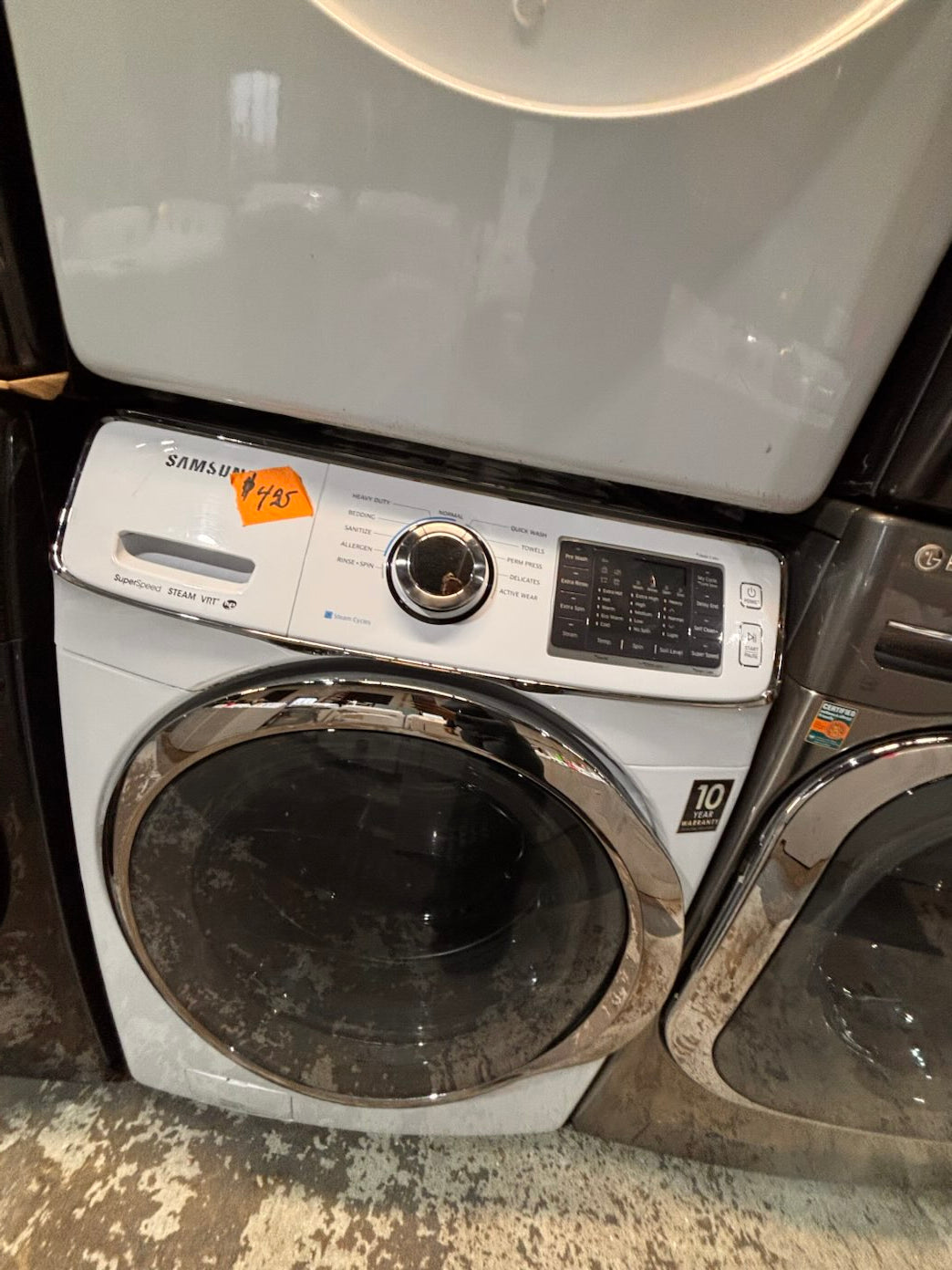 }} Samsung front load  washer large capacity& electric dryer steam set front load stackable or side by side white  27” in used-Refurbished working 💯 with warranty #SAX675ET