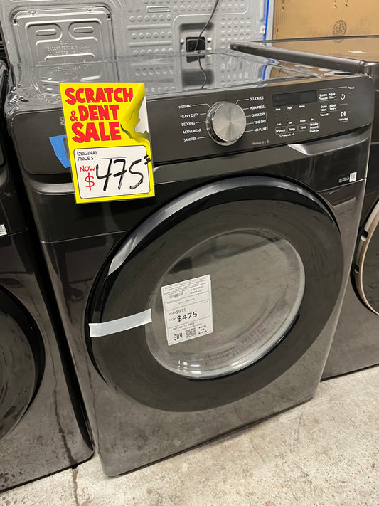 Open Box - Scratch & Dent Samsung - 7.5 Cu. Ft. Stackable Electric 220v Dryer with Sensor Dry - Fingerprint Resistant Black Stainless Steel 27" #ED487CB